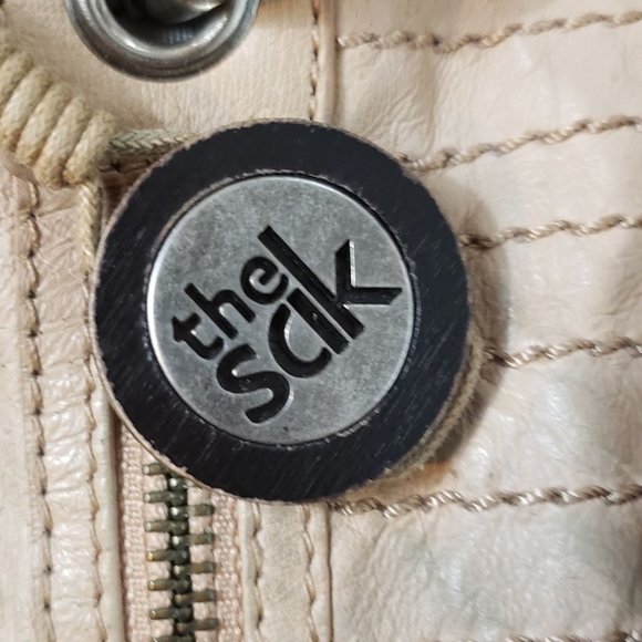 Cream/Tan Faux Leather Shoulder Bag w/ Zip - Picture 3 of 4